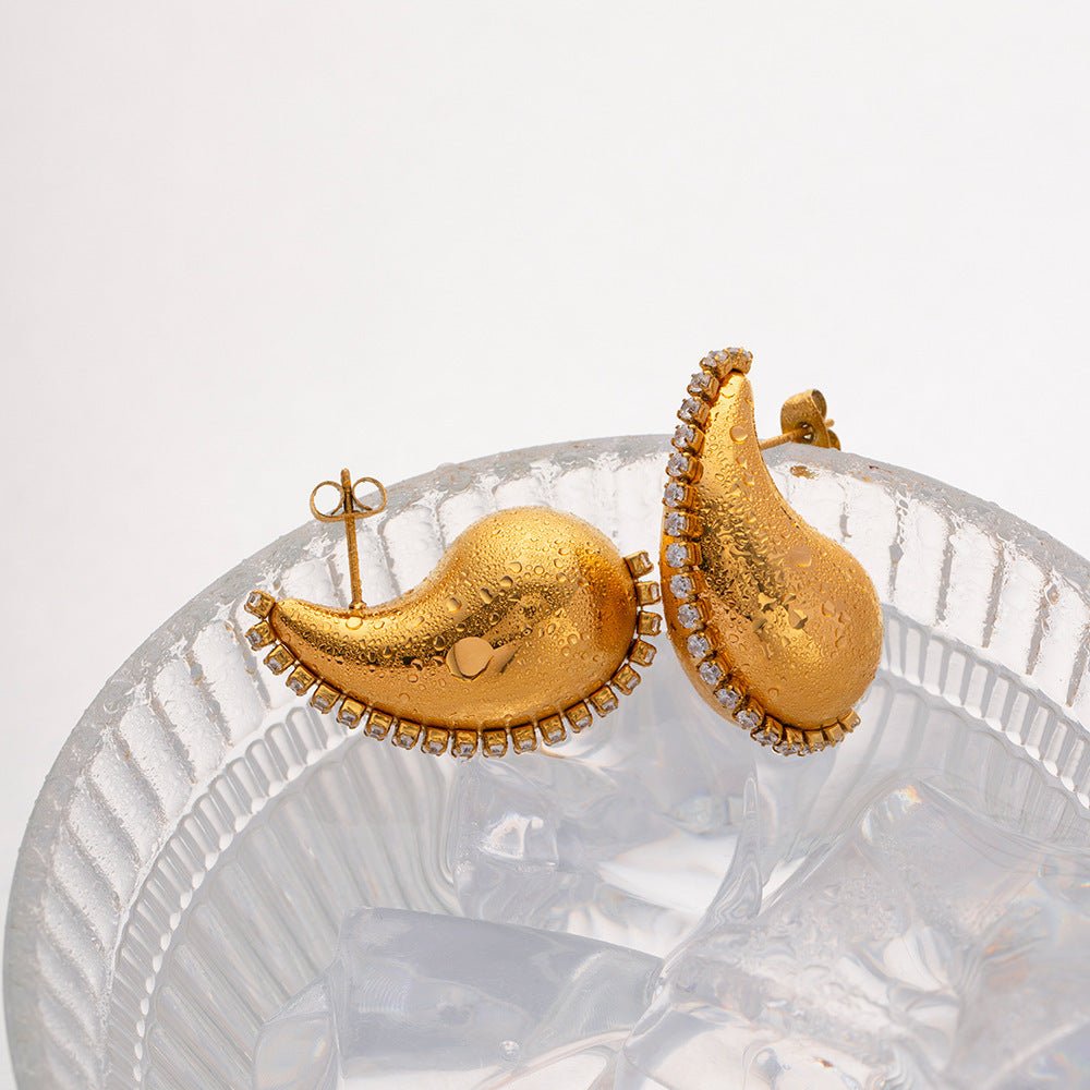 18K Gold Water Drop Earrings-Jewearrings