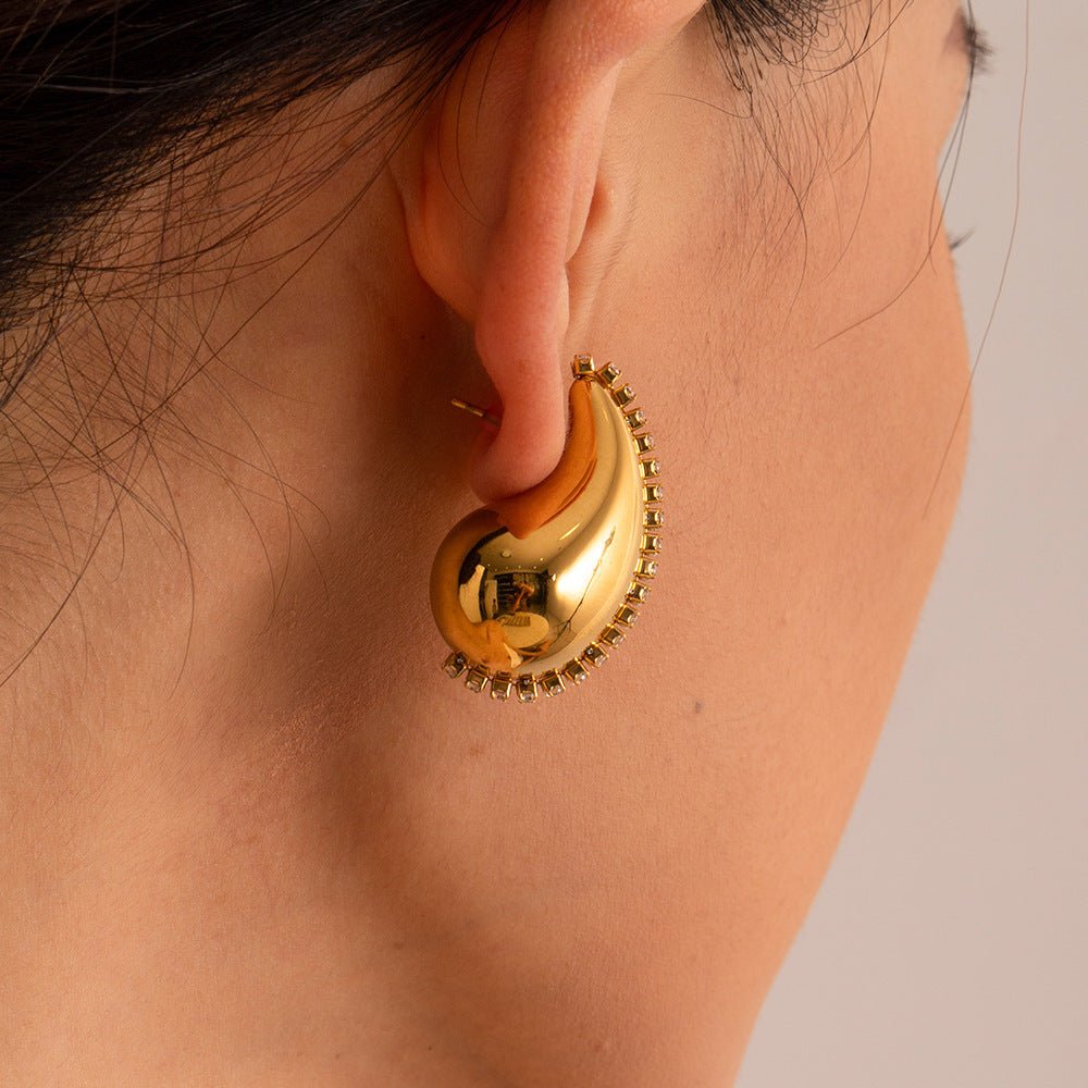 18K Gold Water Drop Earrings-Jewearrings