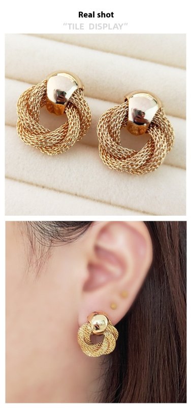 18K Real Gold Plating Classic Style Medieval Vintage Camellia Modeling All-match Fashion Earrings-Jewearrings