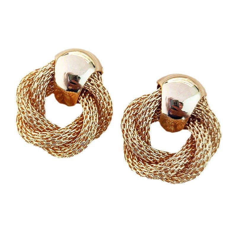 18K Real Gold Plating Classic Style Medieval Vintage Camellia Modeling All-match Fashion Earrings-Jewearrings