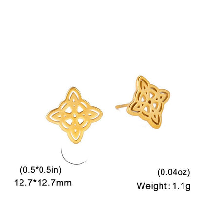 18K Real Gold Plating Exquisite Fashion Double Layer Witch Knot Stud Earrings Small Affordable Luxury Style Titanium Steel Ear Studs-Jewearrings