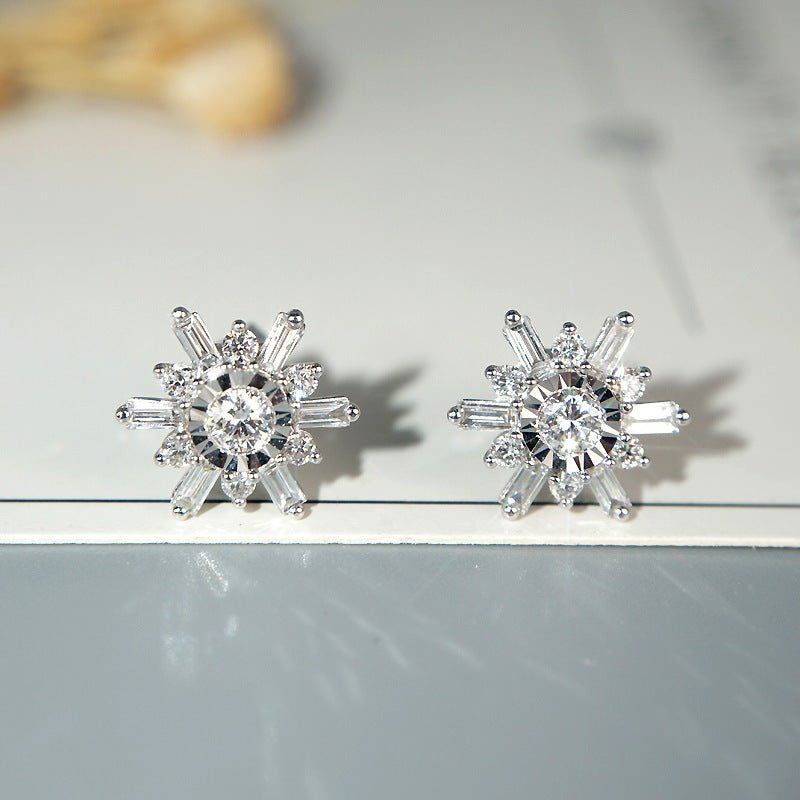 18k white gold diamond earrings-Jewearrings