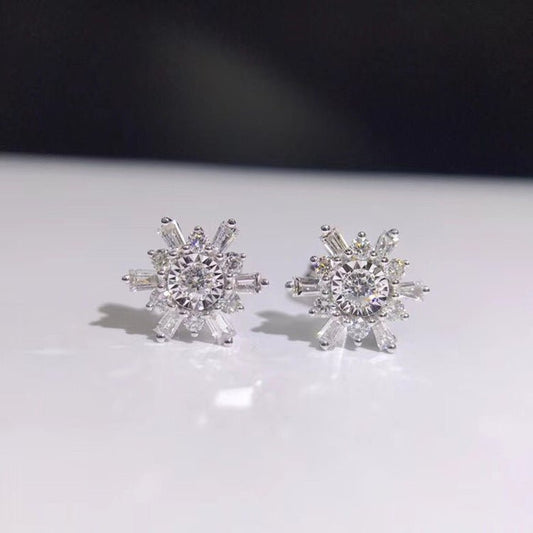 18k white gold diamond earrings-Jewearrings