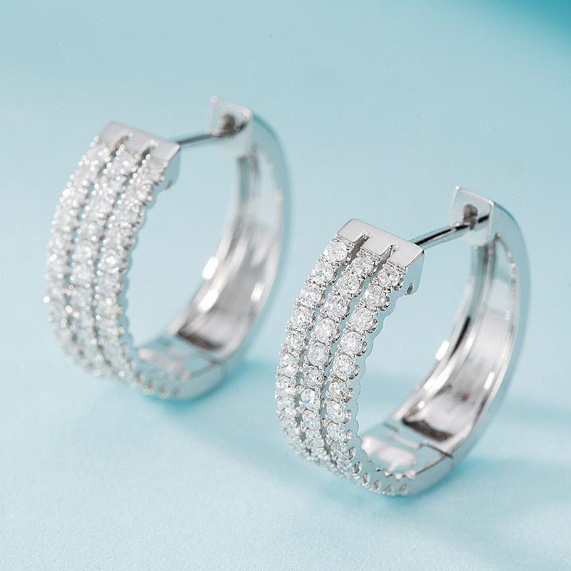 18K White Gold Natural Diamond Earrings-Jewearrings