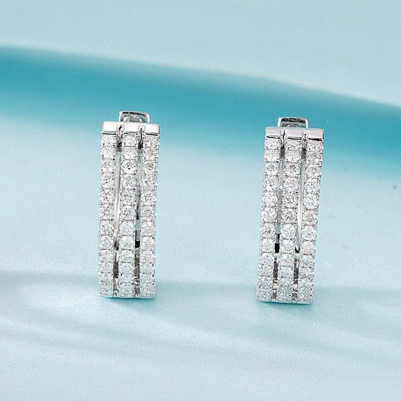 18K White Gold Natural Diamond Earrings-Jewearrings