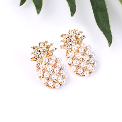 Pineapple pearl earrings-Jewearrings