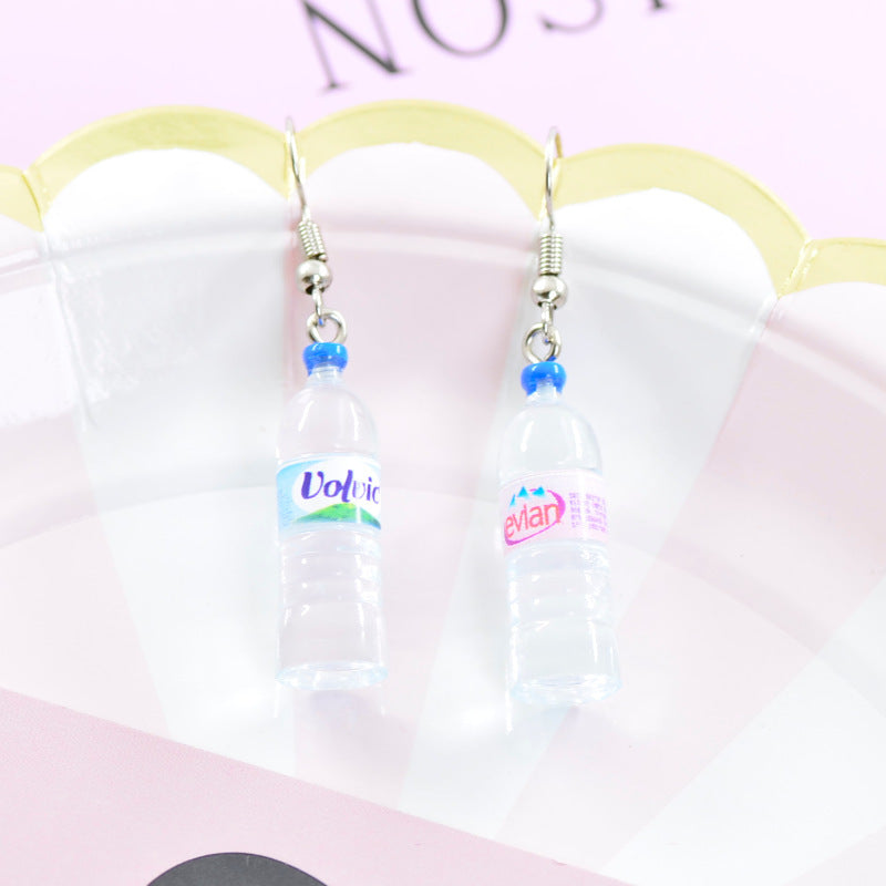 Vivid Little Mineral Water Bottle Pendant Silver Color Dangle Earrings Drop Earrings for Women-Jewearrings