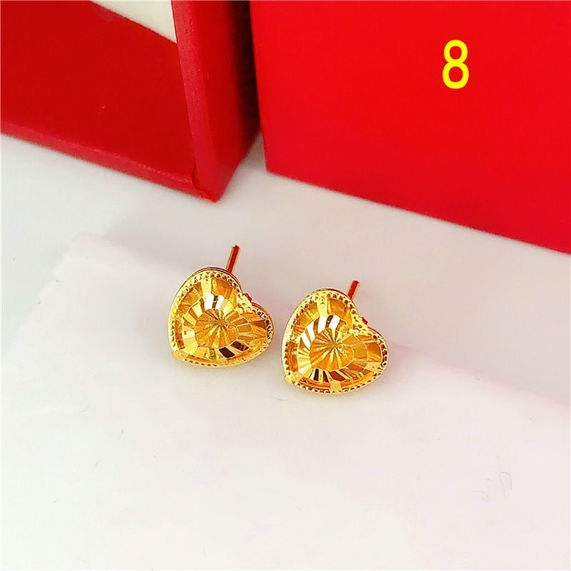 Variety Of Rose Flower Sand Gold Glossy Round Bead Earrings-Jewearrings