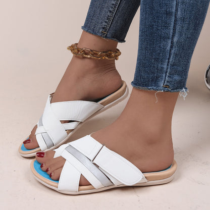 Crisscross PU Leather Open Toe Sandals-Jewearrings