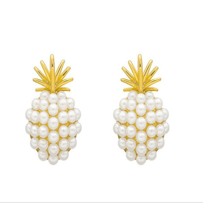 Pineapple Starfish Pearl Earrings-Jewearrings