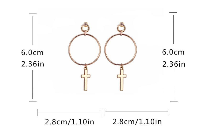 Simple Personality Cross Tassel Alloy Earrings Women-Jewearrings