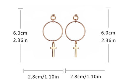 Simple Personality Cross Tassel Alloy Earrings Women-Jewearrings