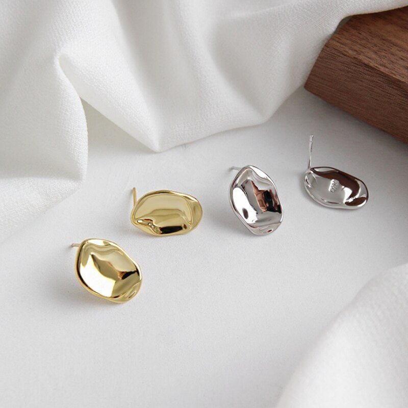 Simple and irregular gold-plated female stud earrings-Jewearrings