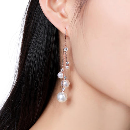 Pearl Earrings Rhinestone Ear Hook-Jewearrings