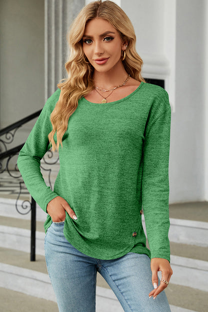 Round Neck Long Sleeve T-Shirt-Jewearrings