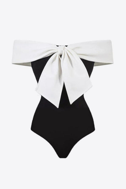 Contrast Bow Detail Two-Piece Swim Set-Jewearrings