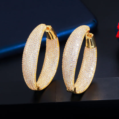 Simple Gold-plated Fashion Earrings With Sparkling Diamonds And Micro Inlaid Zircon-Jewearrings