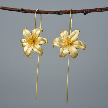 Female lily sterling silver S925 earrings-Jewearrings