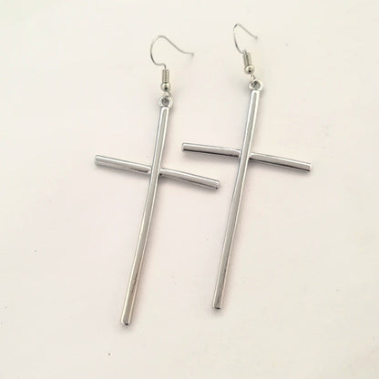 Geometric natural cross earrings alloy plating earrings-Jewearrings