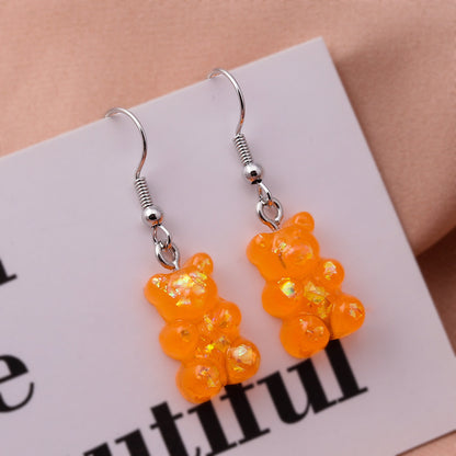 New Fashion Sequins Resin Gummy Bear Dangle Earrings For Women-Jewearrings