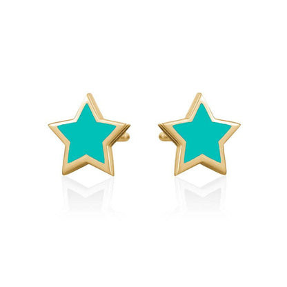 Sterling Silver Needle Multicolor Epoxy Star Stud Earrings Ins Simple And Compact-Jewearrings