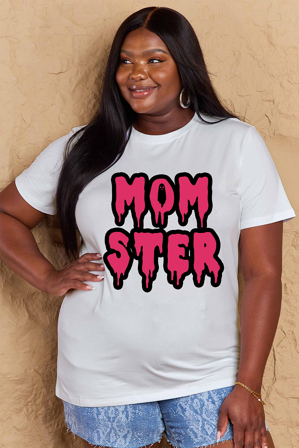 Simply Love Full Size MOM STER Graphic Cotton T-Shirt-Jewearrings