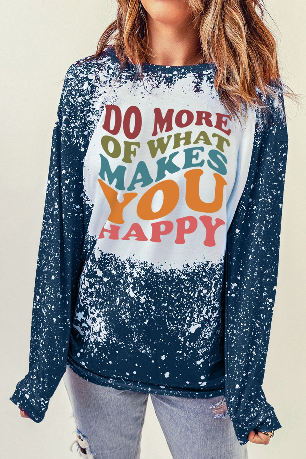 DO MORE OF WHAT MAKES YOU HAPPY Round Neck Sweatshirt-Jewearrings