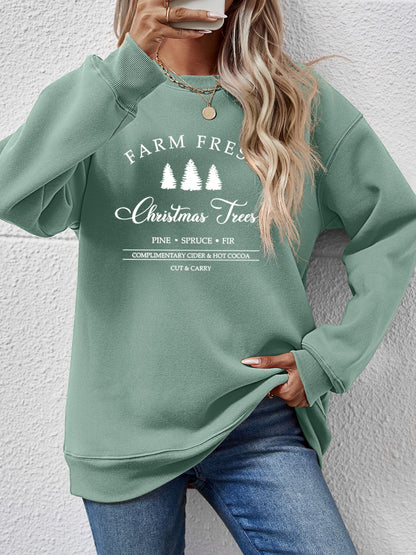 Graphic Round Neck Dropped Shoulder Sweatshirt-Jewearrings