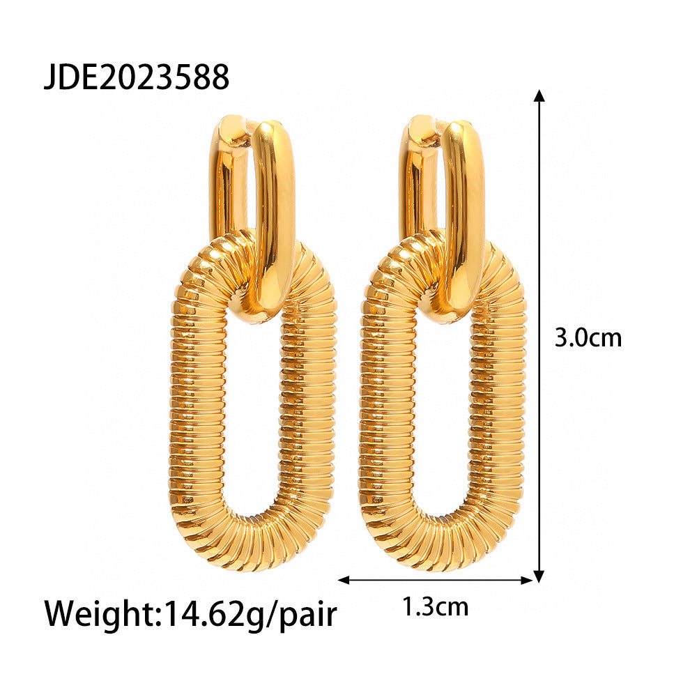 Women's Fashion Stainless Steel Chain Dangle Earrings-Jewearrings