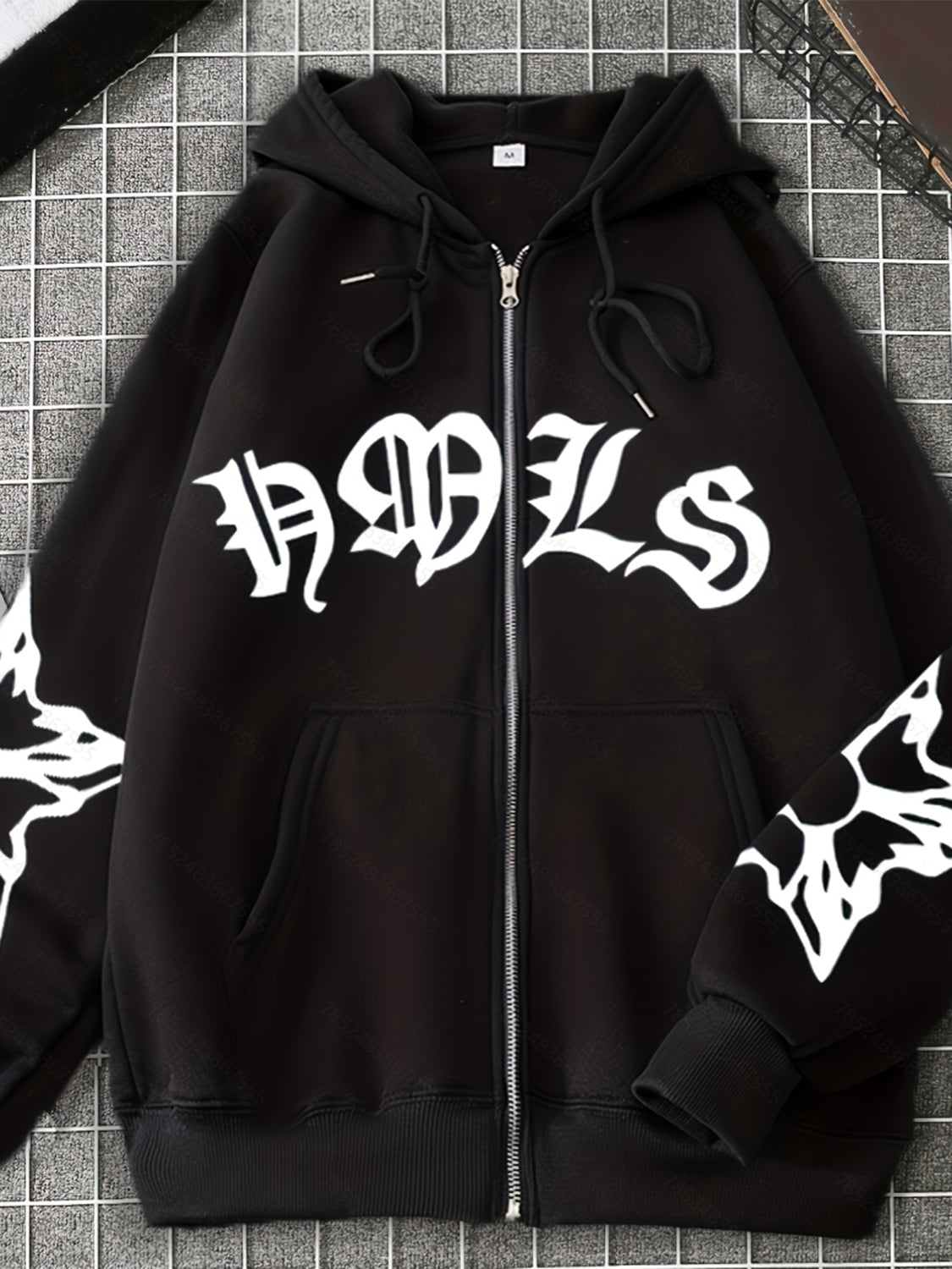 Graphic Drawstring Hoodie with Pockets-Jewearrings