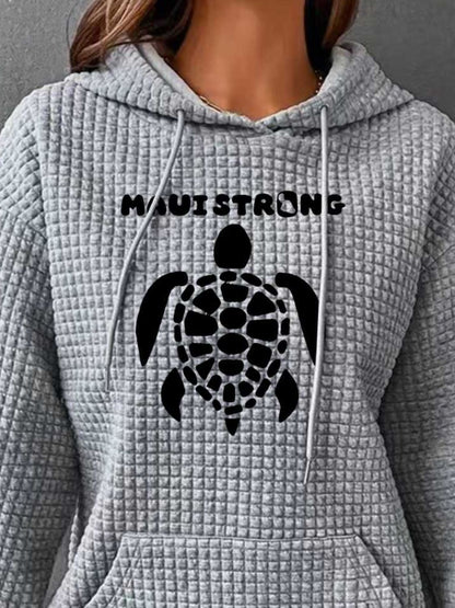 Full Size Turtle Graphic Drawstring Hoodie-Jewearrings