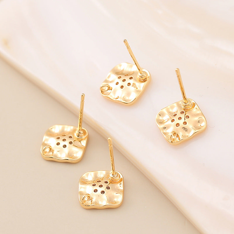 Irregular Square Stud Earrings Micro-inlaid Five-pointed Star Glossy-Jewearrings