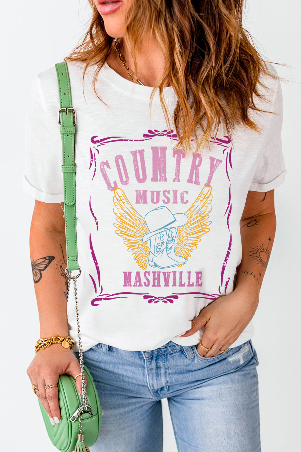 COUNTRY MUSIC NASHVILLE Graphic Tee-Jewearrings