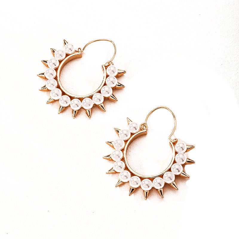 Korean Earrings Pearl Earrings Temperament Semicircle-Jewearrings