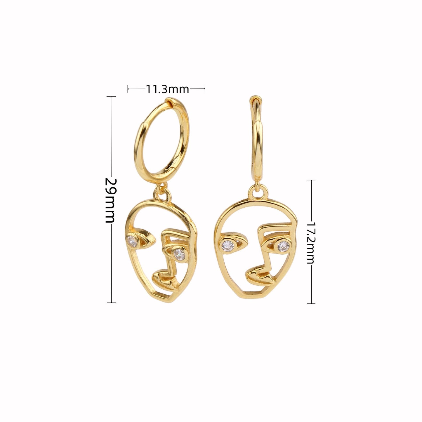 S925 Sterling Silver Ear Clip Abstract Facial Makeup Personality Hollow Out Earrings Fashionable Face Outline Earrings-Jewearrings