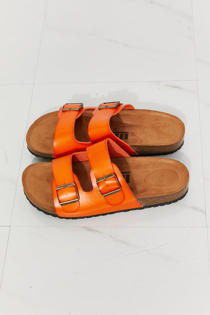 MMShoes Feeling Alive Double Banded Slide Sandals in Orange-Jewearrings