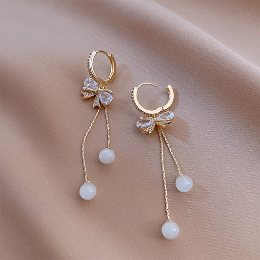 Bowknot Opal Earrings Temperament Style Fairy-Jewearrings