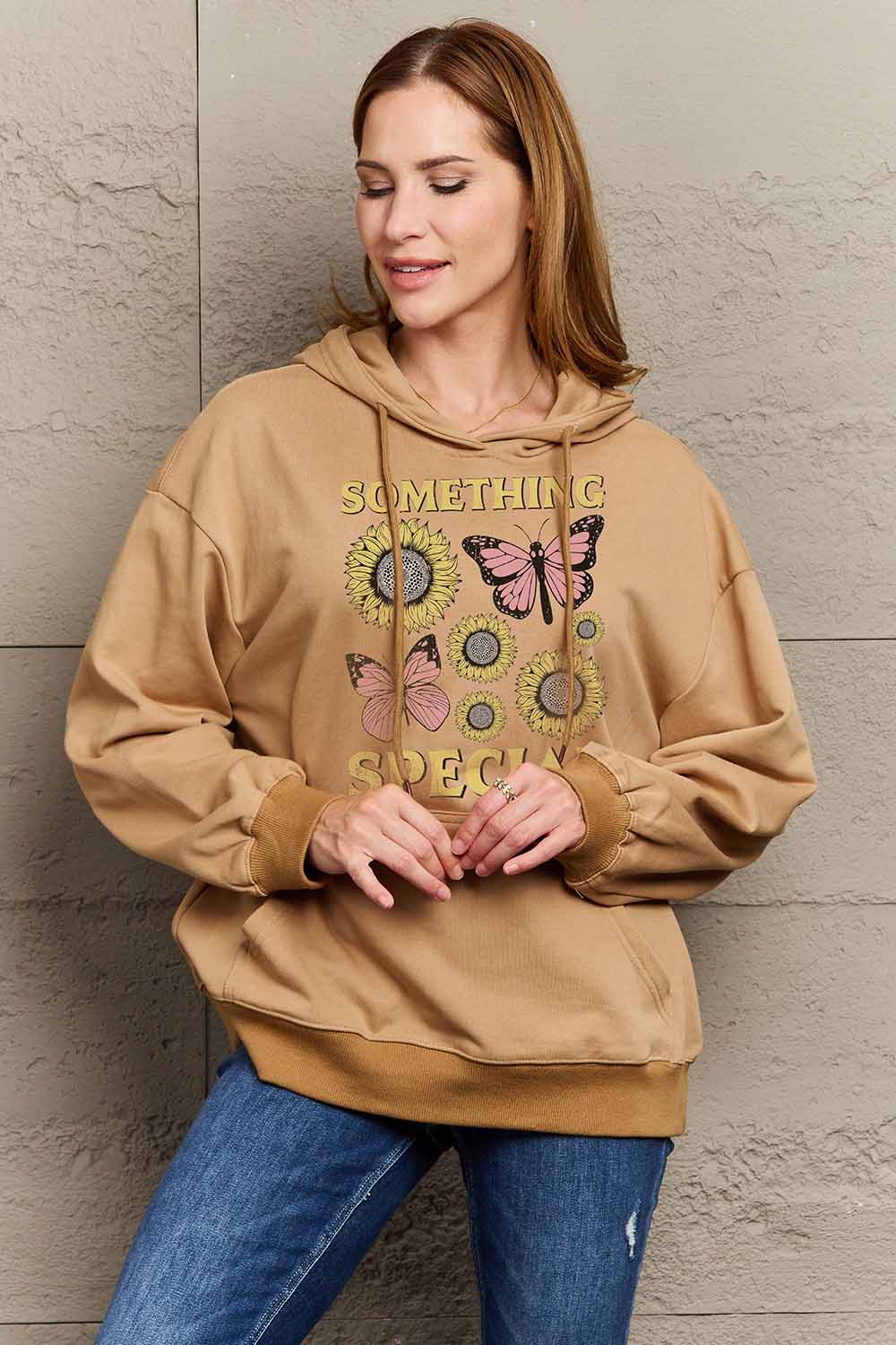 Simply Love Simply Love Full Size SOMETHING SPECIAL Graphic Hoodie-Jewearrings