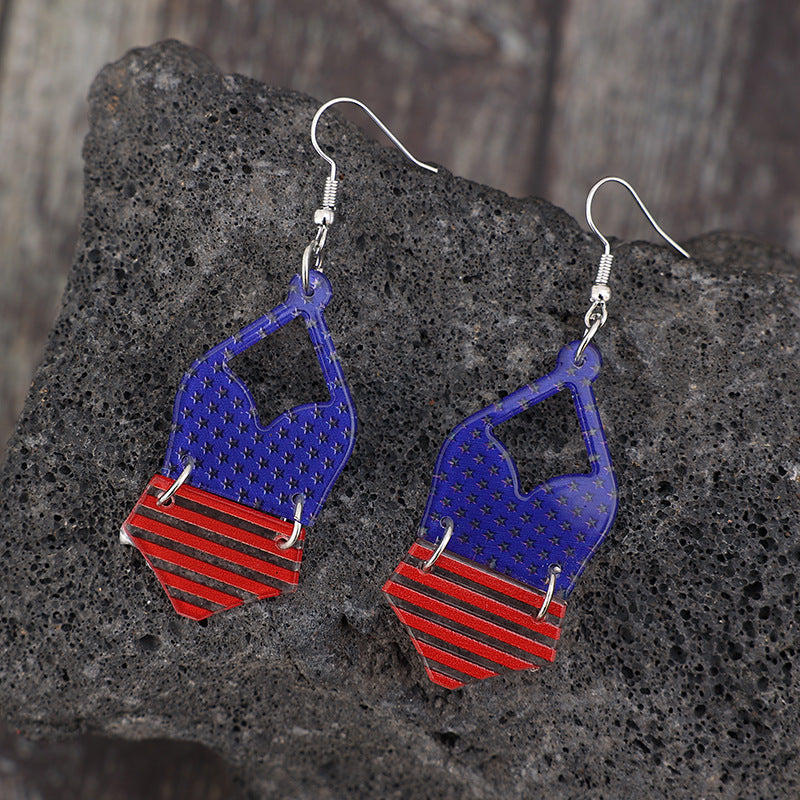 US Flag Pattern Acrylic Earrings-Jewearrings