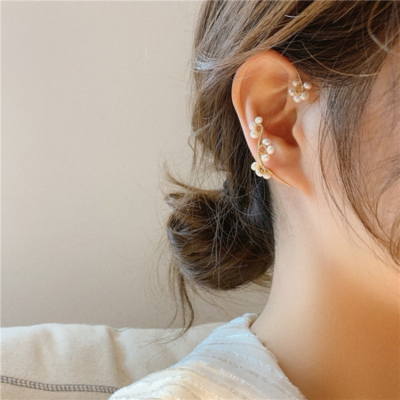 New Summer Fashion Net Celebrity Cold Wind Braided Pearl Earrings-Jewearrings