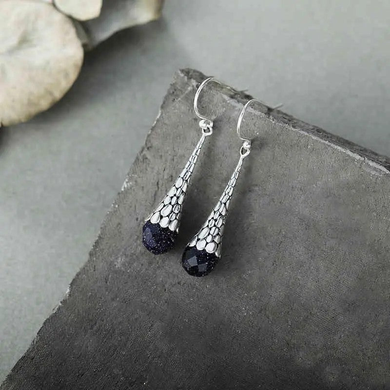 S925 Sterling Silver Drop Earrings With Retro Temperament-Jewearrings