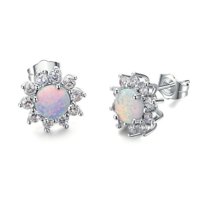 Opal Women's Stud Earrings Luxury Crown Shape-Jewearrings