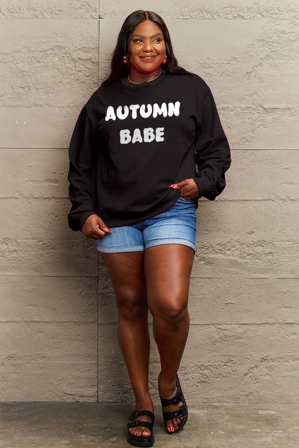 Simply Love Full Size AUTUMN BABE Graphic Sweatshirt-Jewearrings