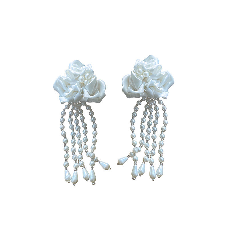 New Pearl Satin High-end Ear Clip French Style Earrings-Jewearrings