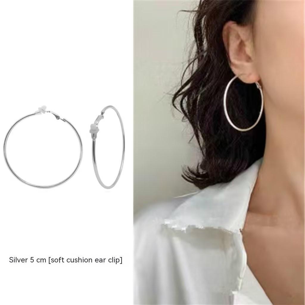 Simple Ear Clip Sterling Silver Earrings For Women-Jewearrings