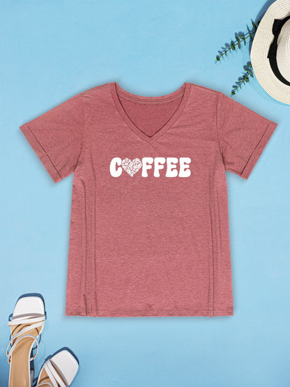 COFFEE V-Neck Short Sleeve T-Shirt-Jewearrings