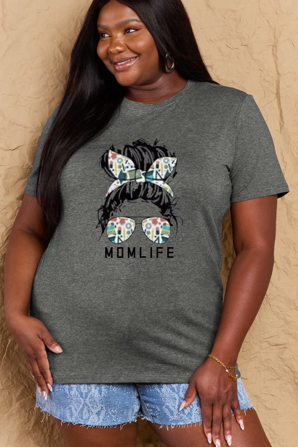 Simply Love Full Size MOM LIFE Graphic Cotton T-Shirt-Jewearrings