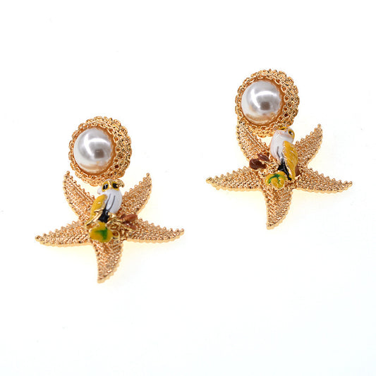 Starfish Pearl Earrings Earrings Korean Fashion Earrings-Jewearrings