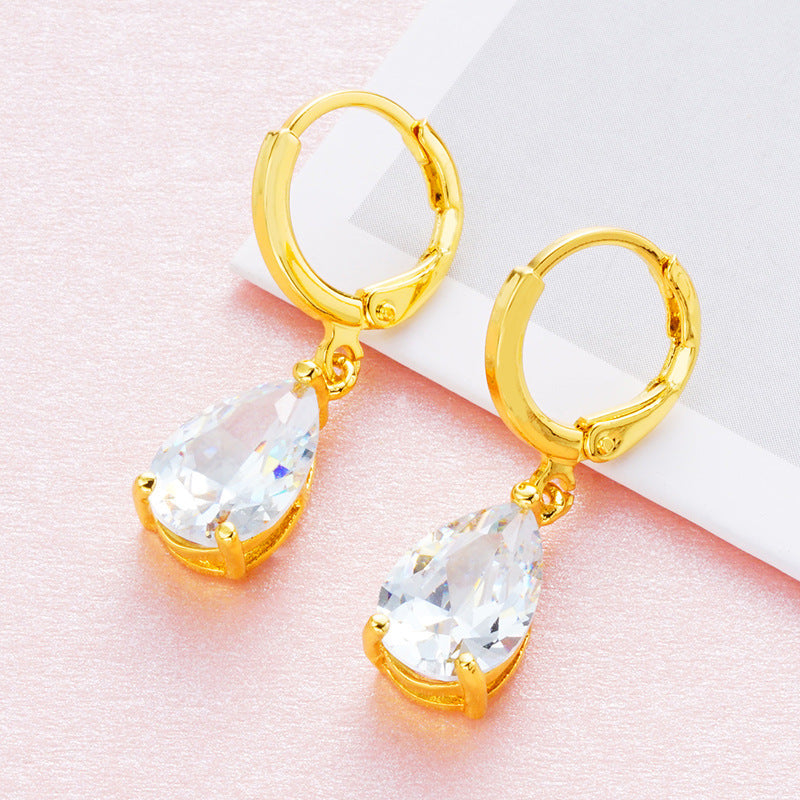 Women's 24K Gold-plated Zircon Earrings-Jewearrings