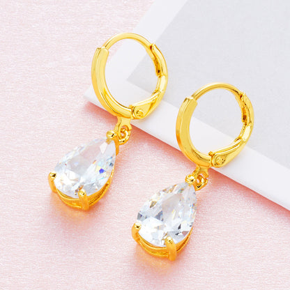 Women's 24K Gold-plated Zircon Earrings-Jewearrings